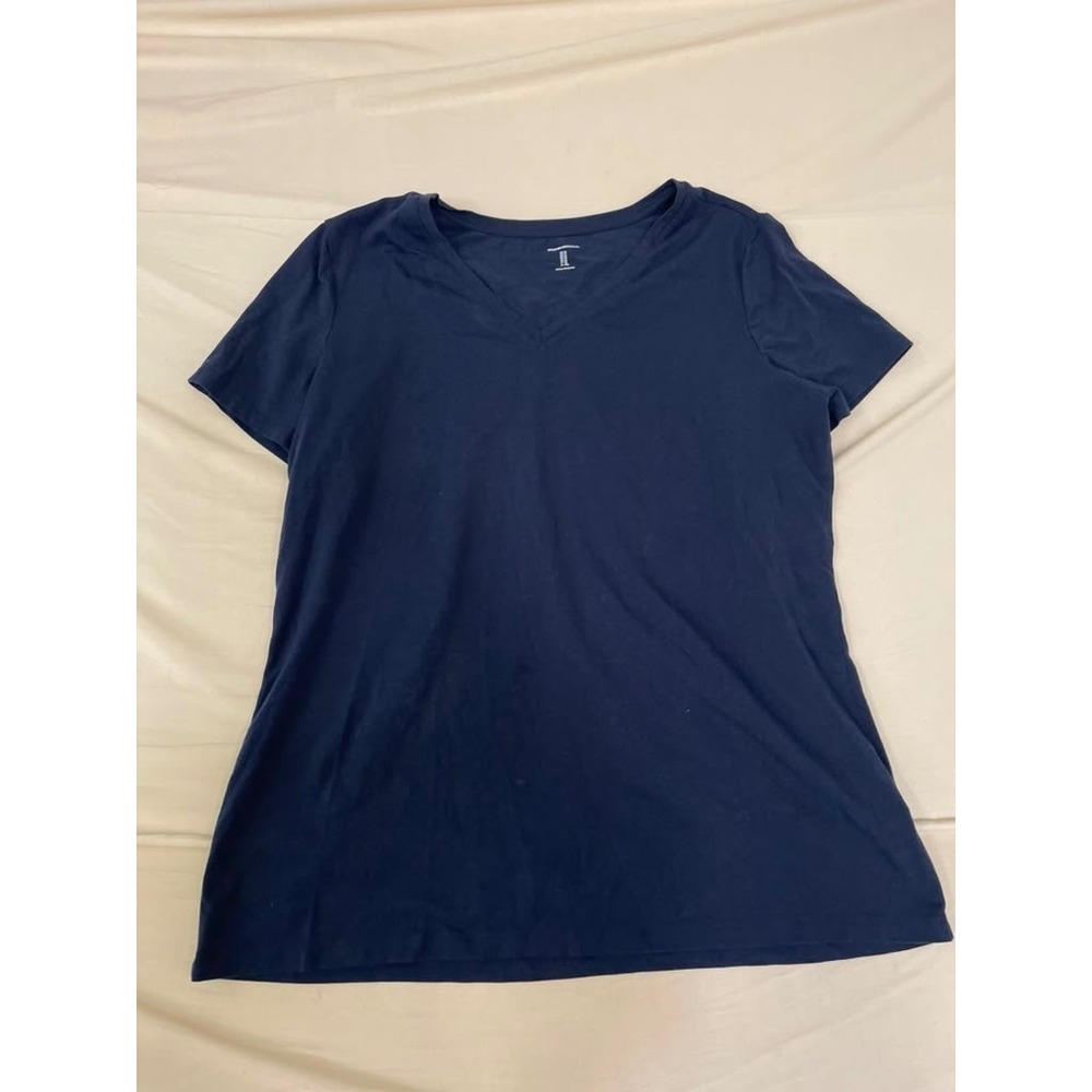 Amazon Essentials Women Navy Blue V-Neck Short Sleeve T-Shirt XL Solid Basic Tee
